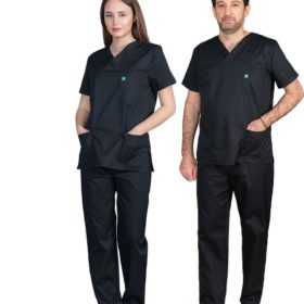 Alezi Σετ Ιατρικό Παντελόνι και Μπλούζα Unisex από Βαμβάκι και Πολυεστέρα Μαύρο