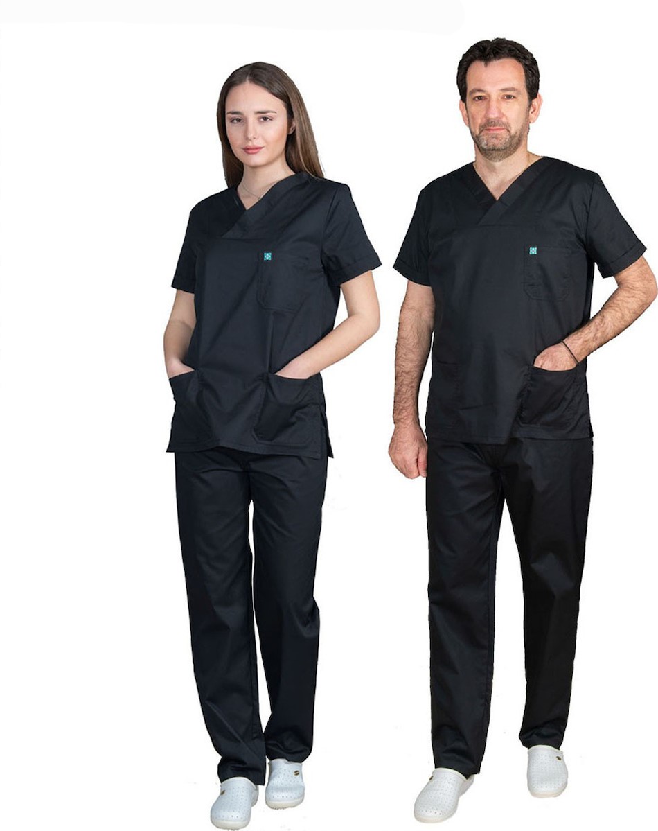 Alezi Σετ Ιατρικό Παντελόνι και Μπλούζα Unisex από Βαμβάκι και Πολυεστέρα Μαύρο