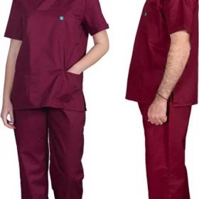 Alezi Σετ Ιατρικό Παντελόνι και Μπλούζα Unisex από Βαμβάκι και Πολυεστέρα Μπορντό
