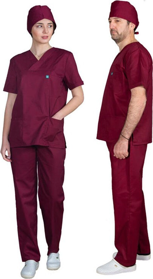 Alezi Σετ Ιατρικό Παντελόνι και Μπλούζα Unisex από Βαμβάκι και Πολυεστέρα Μπορντό
