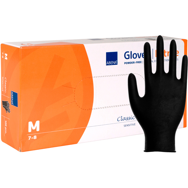Abena Classic Sensitive Γάντια Νιτριλίου Χωρίς Πούδρα σε Μαύρο Χρώμα 100τμχ